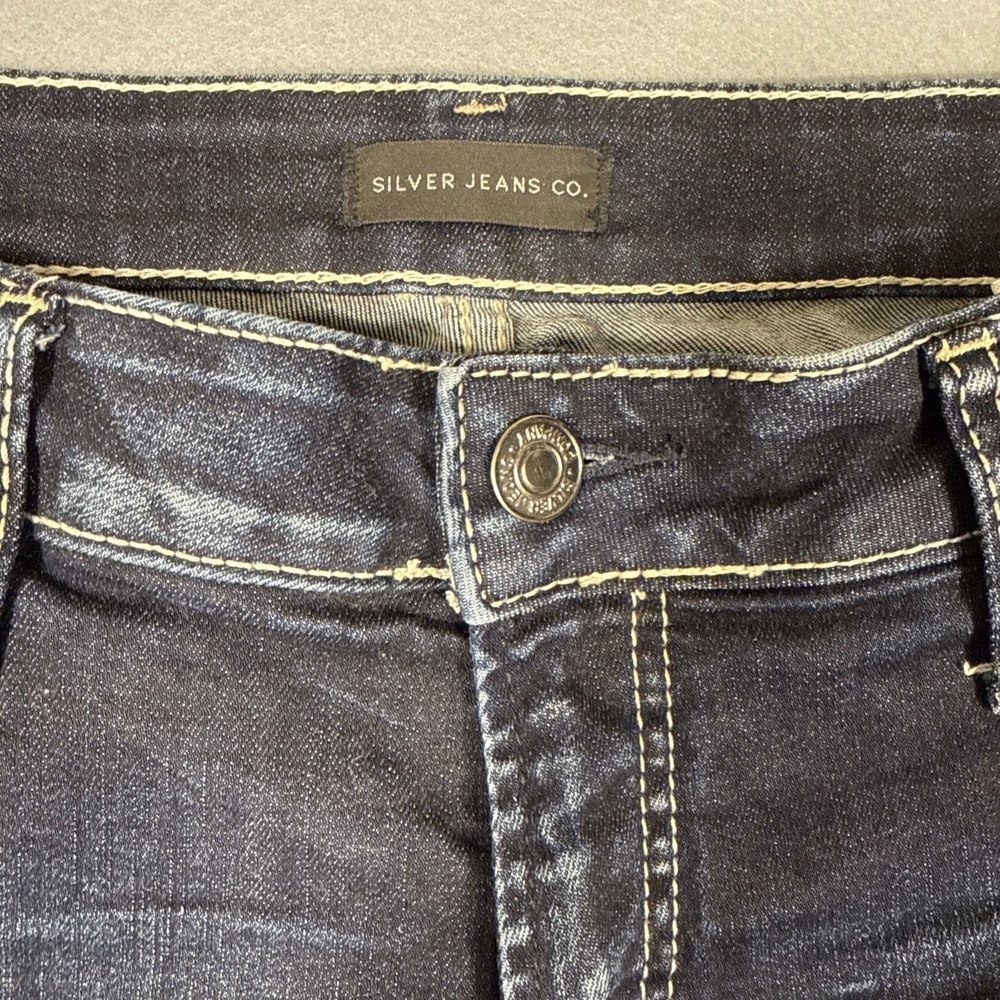 Silver Jeans Co Boyfriend Jeans Womens 32x29 Blue Distressed Stretch DARK WASH - Picture 4 of 8
